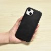 iCarer Oil Wax Premium Leather Case skórzane etui iPhone 14 Plus magnetyczne z MagSafe czarny (WMI14220703-BK)