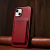iCarer Case Leather pokrowiec etui z naturalnej skóry do iPhone 14 czerwony (WMI14220705-RD) (kompatybilne z MagSafe)