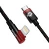 Baseus MVP 2 Elbow kątowy kabel przewód Power Delivery z bocznym wtykiem USB Typ C / Lightning 2m 20W czerwony (CAVP000320)