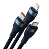 Baseus Flash Series Ⅱ kabel 3w1 do szybkiego ładowania USB-A do USB-C / Micro-USB / Lightning 66W 480Mb/s 1.2m niebieski