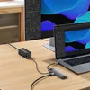 HUB 8w1 Baseus StarJoy USB-C do USB-C PD / 3x USB-A / HDMI / RJ-45 / SD TF - szary
