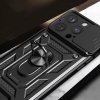 Pancerne etui z podstawką i osłoną aparatu do iPhone 15 Pro Hybrid Armor Camshield - niebieskie