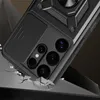 Etui pancerne Hybrid Armor Camshield z osłoną aparatu i metalowym ringiem do Samsung Galaxy S25 Ultra - czarne