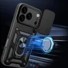 Etui Hybrid Armor Camshield na iPhone 17 Pro Max pancerne z podstawką i osłoną aparatu - czarne