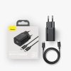 Baseus Super Si szybka ładowarka sieciowa Quick Charge 3.0 Power Delivery 25W 3A + Kabel USB Typ C - USB Typ C 3A 1m czarny (TZC