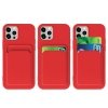 Card Case silikonowe etui portfel z kieszonką na kartę dokumenty do Samsung Galaxy S21 Ultra 5G czerwony