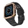 Pasek z etui ochronnym Protect Strap Band do Apple Watch 42 / 44 / 45 mm opaska obudowa pancerna - czarny, różowe złoto