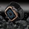 Pasek z etui ochronnym Protect Strap Band do Apple Watch 42 / 44 / 45 mm opaska obudowa pancerna - czarny, różowe złoto