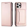 Magnet Card Case etui do iPhone 12 Pro pokrowiec portfel na karty kartę podstawka różowy