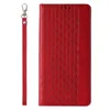 Magnet Strap Case etui do iPhone 12 Pro Max pokrowiec portfel + mini smycz zawieszka czerwony