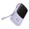 Baseus Qpow powerbank 10000mAh wbudowany kabel USB Typu C 22.5W Quick Charge SCP AFC FCP fioletowy (PPQD020105)