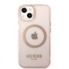 Guess GUHMP13MHTCMP iPhone 13 / 14 / 15 6.1 różowy/pink hard case Gold Outline Translucent MagSafe