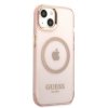 Guess GUHMP13MHTCMP iPhone 13 / 14 / 15 6.1 różowy/pink hard case Gold Outline Translucent MagSafe