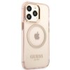 Guess GUHMP13LHTCMP iPhone 13 Pro / 13 6,1 różowy/pink hard case Gold Outline Translucent MagSafe