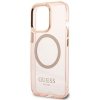 Guess GUHMP13LHTCMP iPhone 13 Pro / 13 6,1 różowy/pink hard case Gold Outline Translucent MagSafe