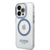 Guess GUHMP14LHTRMB iPhone 14 Pro 6,1 niebieski/blue hard case Metal Outline Magsafe