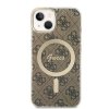 Zestaw Guess GUBPP14MH4EACSW Case+ Charger iPhone 14 Plus / 15 Plus 6.7 brązowy/brown hard case 4G Print MagSafe