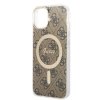 Zestaw Guess GUBPP14MH4EACSW Case+ Charger iPhone 14 Plus / 15 Plus 6.7 brązowy/brown hard case 4G Print MagSafe