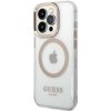 Guess GUHMP15LHTRMD iPhone 15 Pro 6.1złoty/gold hard case Metal Outline Magsafe