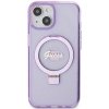 Guess GUHMP15MHRSGSU iPhone 15 Plus / 14 Plus 6.7 fioletowy/purple hardcase Ring Stand Script Glitter MagSafe