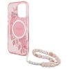 Guess GUHMP16XHFWBRCESP iPhone 16 ProMax 6.9 różowy/pink hardcase IML Flowers With Pearl Strap MagSafe