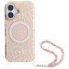 Guess GUHMP16SHCPOFPP iPhone 16 6.1 różowy/pink hardcase IML Flowers Allover Electro With Pearl Strap MagSafe