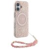 Guess GUHMP16SHCPOFPP iPhone 16 6.1 różowy/pink hardcase IML Flowers Allover Electro With Pearl Strap MagSafe