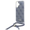 Guess GUHCP16SHC4SEB iPhone 16 6.1      niebieski/blue hardcase Crossbody Cord 4G Print