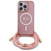 Guess GUHMP16XHCTSGNSP iPhone 16 Pro Max 6.9 różowy/pink hardcase Crossbody Cord Script MagSafe