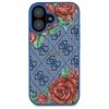 Guess GUHMP16SP4ROPEMCB iPhone 16 6.1   niebieski/blue hardcase 4G Flowers Print MagSafe