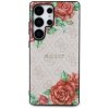 Etui Guess Leather 4G Flowers Print      Metal Classic Logo MagSafe Samsung Galaxy S25 Ultra różowy