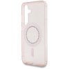Etui Guess Rhinestones Printed Classic Logo MagSafe Samsung Galaxy S25 różowy
