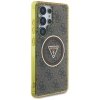 Etui Guess 4G Glitter Triangle Buttons   MagSafe do Samsung Galaxy S25 Ultra brązowy
