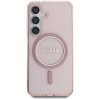 Etui Guess Glitter Circle Classic Logo   MagSafe do Samsung Galaxy S25 różowy