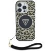 Etui Guess HC IML Leopard Triangle Cord  Strap do iPhone 16 Pro MagSafe brązowy