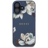 Etui Guess Grained Printed Flower        Pattern MagSafe do iPhone 16 niebieski