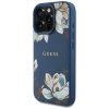 Etui Guess Grained Printed Flower        Pattern MagSafe do iPhone 16 Pro Max niebieski