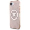 Etui Guess IML Metal Glitter 4G Circle   Triangle MagSafe do iPhone 16e różowy