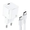 USAMS Ład. siec. 1xUSB-C T42 mini 25WSuper SI PD3.0 Fast Charging +kabel U43 USB-C/USB-C biały/white YJXLOGTC02 (USAMS-YJ)