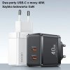 USAMS Ład. siec. 2xUSB-C T54 GaN 40W(only head) PD Fast Charging biały/white CC172TC02 (US-CC172)