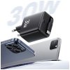 USAMS Ład. siec. 1xUSB-C ze zwijanymkablem USB-C Retractable PD+QC 30W Gan Fast Charging czarny/black YC Series CC241TC01 (US-CC