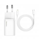 Baseus Super Si 1C szybka ładowarka USB Typ C 20W Power Delivery + kabel USB Typ C - Lightning 1m biały (TZCCSUP-B02)
