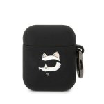 Karl Lagerfeld KLA2RUNCHK AirPods 1/2cover czarny/black Silicone Choupette Head 3D