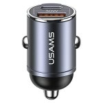 USAMS Ładowarka samochodowa 1xUSB+1xUSB-C C38 30WPD Fast Charge z wbudowanym pieścieniem stalowy/tarnish CC206CC01 (US-CC206)