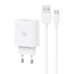 USAMS Ład. siec. 18W + kabel Micro/USB-A1m Fast Charging biały/white series SC SCXLTZ01