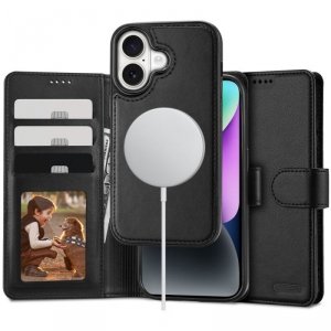ETUI OTWIERANE KSIĄŻKOWE ETUI FUTERAŁ TECH-PROTECT   WALLET MAGSAFE IPHONE 16 BLACK