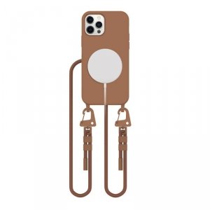 ETUI TECH-PROTECT  MAGNECKLACE MAGSAFE IPHONE 12 / 12 PRO CHOCOLATE BROWN