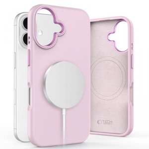 ETUI PLECKI CASE TECH-PROTECT  SILICONE PURE MAGSAFE IPHONE 16 PINK PEARL