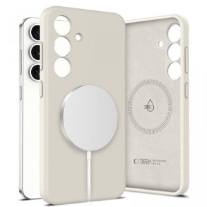 ETUI PLECKI CASE TECH-PROTECT  LIQUID SILICONE MAGSAFE SAMSUNG GALAXY S25 COSMIC LATTE