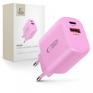 TECH-PROTECT NCA20 2-PORT NETWORK CHARGER PD 20W / QC3.0 BABY PINK 